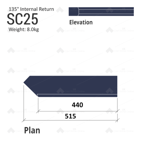Chamfered String Course (135° Internal Return) SC25 - Image 7