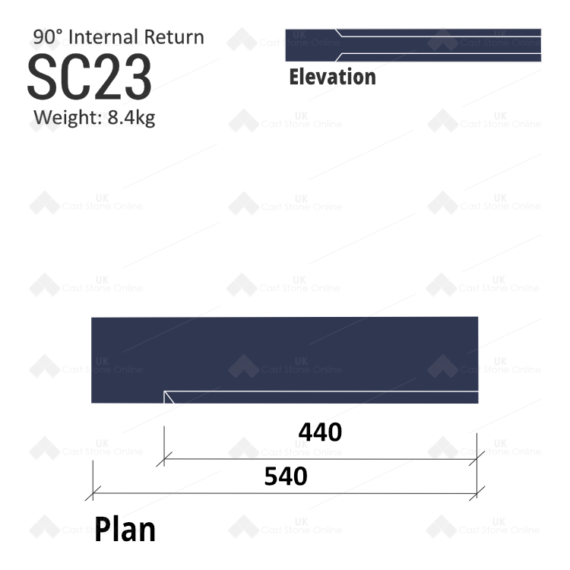 Chamfered String Course (90° Internal Return) SC23 - Image 7