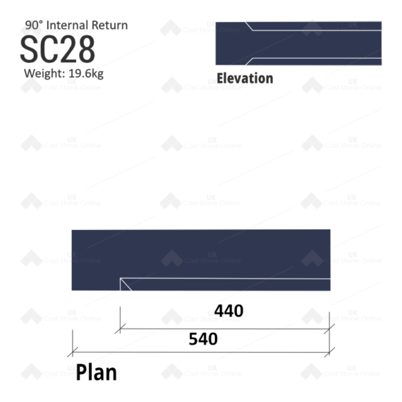 Chamfered String Course (90° Internal Return) SC28 - Image 7