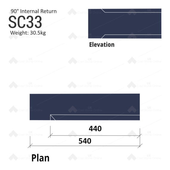 Chamfered String Course (90° Internal Return) SC33 - Image 7