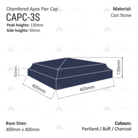 Pier Caps Chamfered Apex - Various Sizes - Buff, 400mm x 400mm