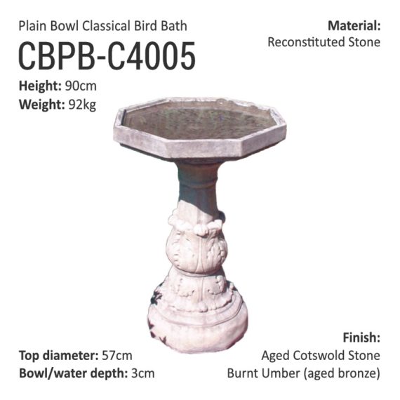 Classical Bird Bath Plain Bowl_CBPB-C4005