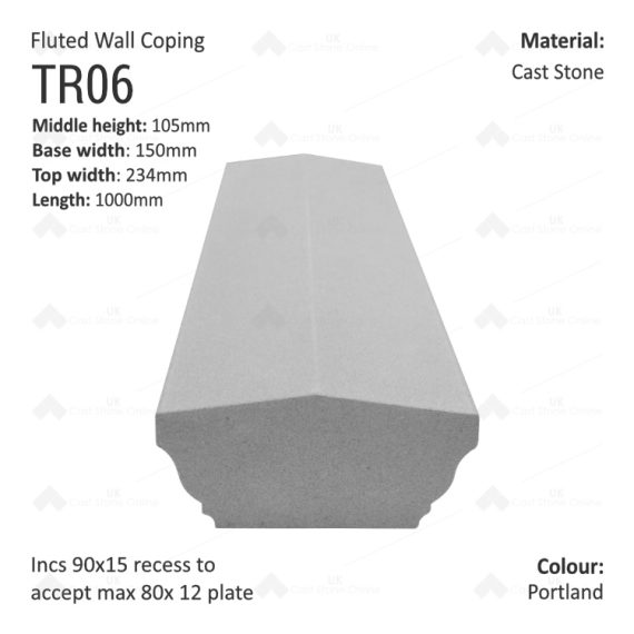 Fluted Wall Coping - 1000mm X 150mm X 105mm - Image 2