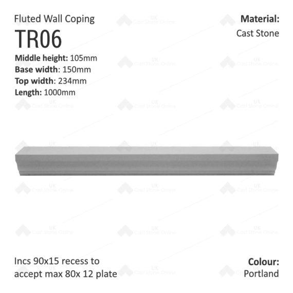 Fluted Wall Coping - 1000mm X 150mm X 105mm - Image 6