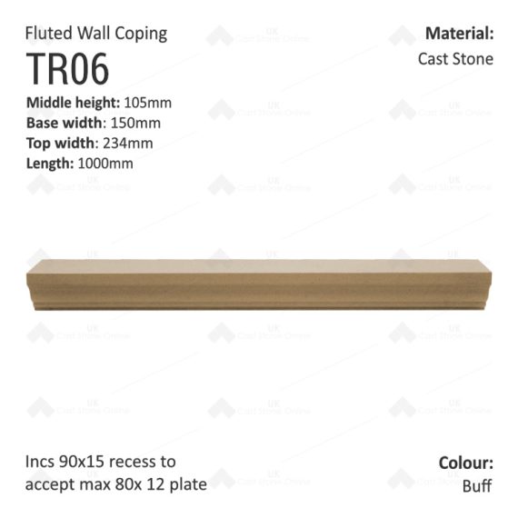 Fluted Wall Coping - 1000mm X 150mm X 105mm - Image 5