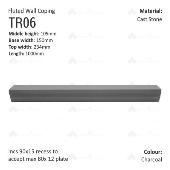 Fluted Wall Coping - 1000mm X 150mm X 105mm - Image 7