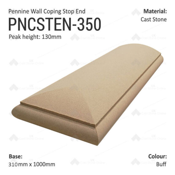 Pennine Wall Coping Stop End - 310mm X 1000mm - Image 2
