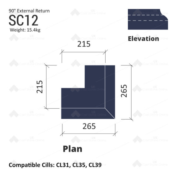 Bullnose String Course (90° External Return) SC12 - Image 7
