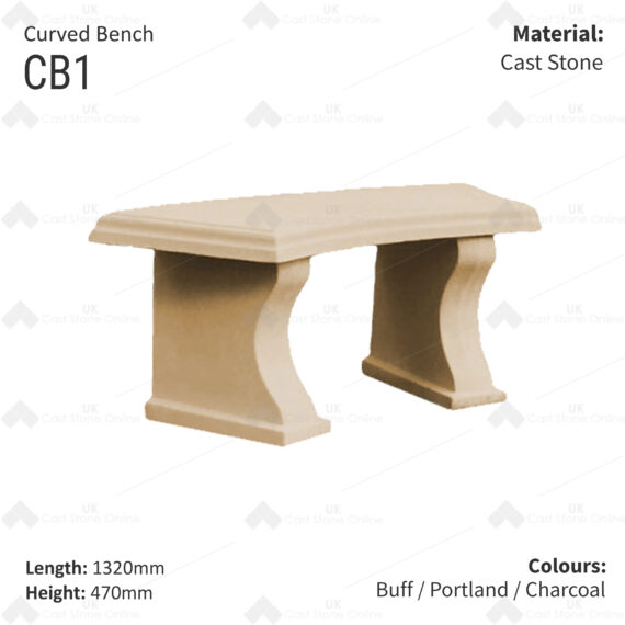 Curved Cast Stone Bench Seat