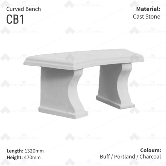 Curved Cast Stone Bench Seat - Image 3